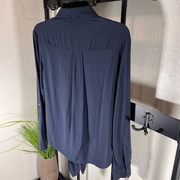 Michael Kors button down tie blouse navy blue size XS - Picture 5 of 12